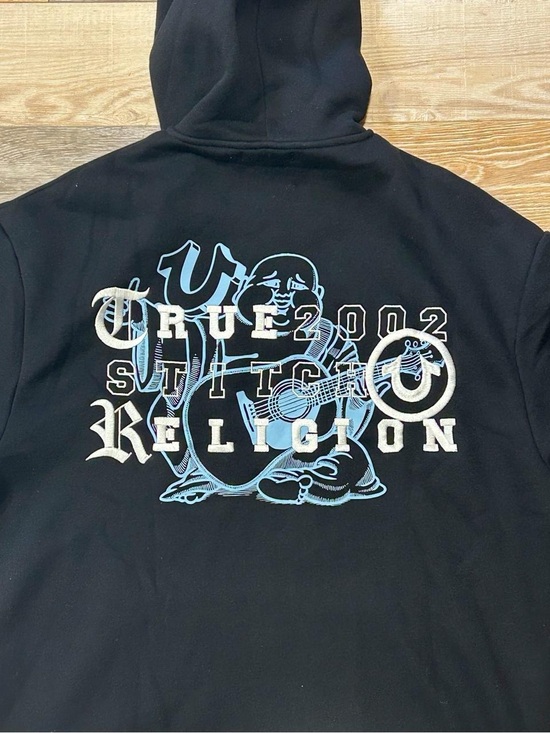 Other - True Religion Men’s Black Graphic Hoodie - Buddha Guitar Logo